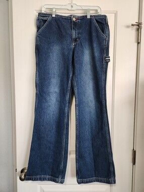 Vintage Y2k Tommy Hilfiger Women's Dark Blue Carpenter Jeans